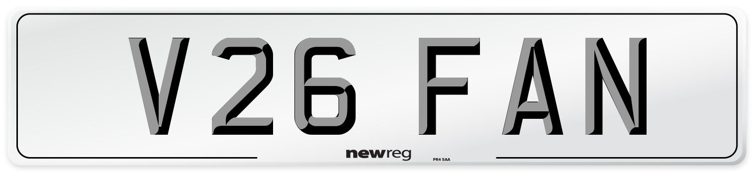 V26 FAN Number Plate from New Reg